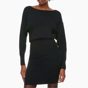 Aritzia Babaton Continent Longsleeve Boatneck Sweater Dress Black Knit Sz M